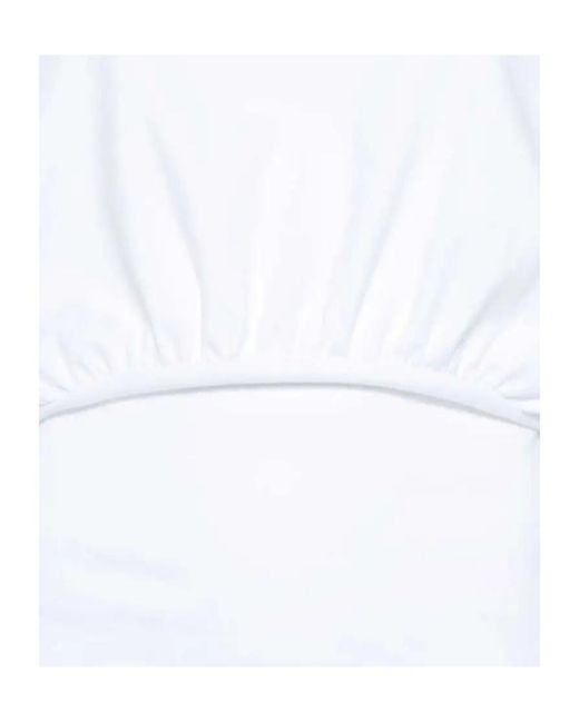 DARKPARK White Crewneck Gathered-Detail T-Shirt