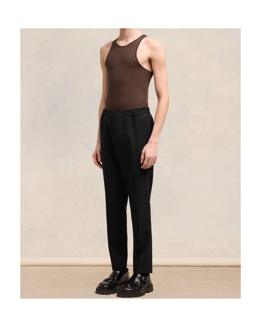 AMI Black Tailored Straight-Leg Pants for men