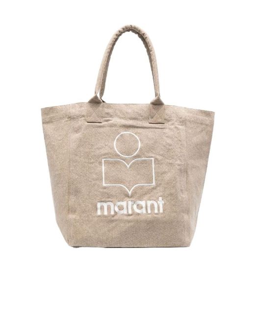 Isabel Marant Natural Yenky Logo-Embroidered Cotton Tote Bag