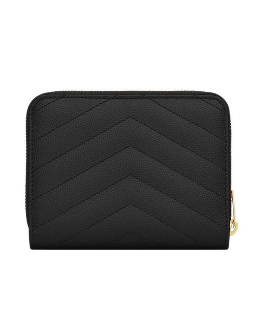 Saint Laurent Black Cassandre Logo Plaque Wallet