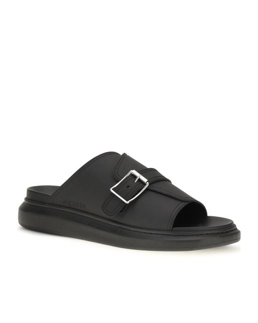 McQueen Brown Buckle Slide Sandals for men