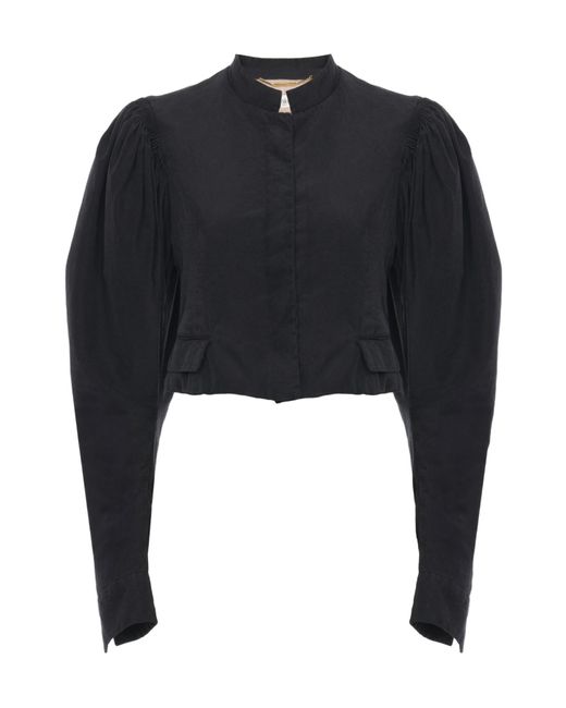 Chloé Blue Balloon-Sleeve Cropped Jacket