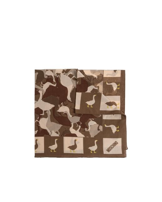 Moschino Brown Duck Print Scarf for men
