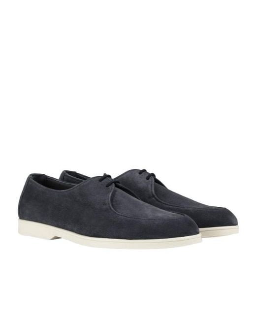 Doucal's Blue Suede Two-Hole Lace-Up for men