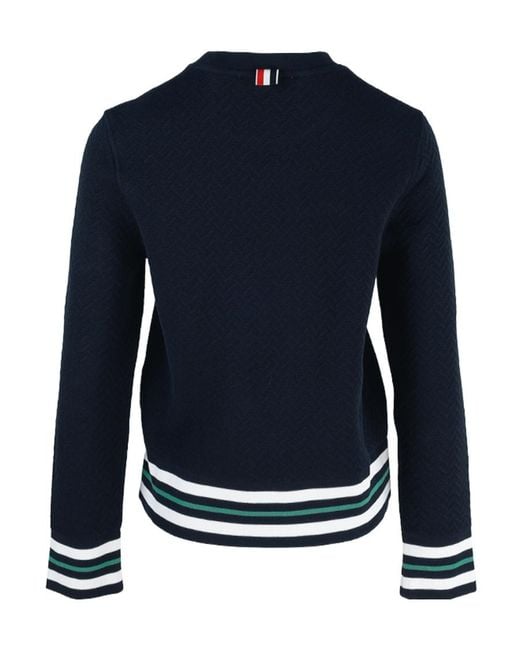 Thom Browne Blue Cricket Stripe Trim Sweatshirt