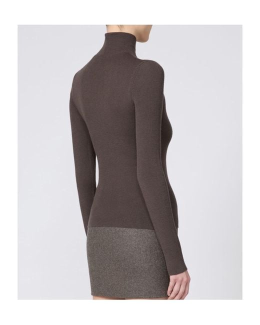 Max Mara Brown Wool Yarn Polo-Neck Sweater