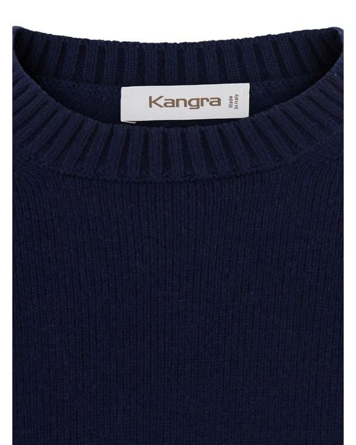 Kangra Cashmere Blue Long-Sleeve Crew-Neck Sweater for men