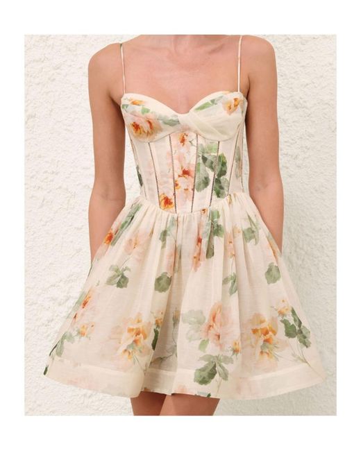 Zimmermann Natural Carousel Corset Mini Dress