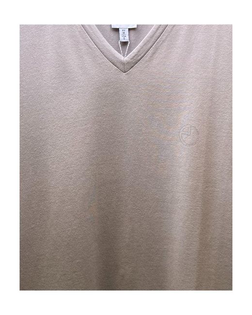 Armani Collezioni Gray Logov Collar T-Shirt for men