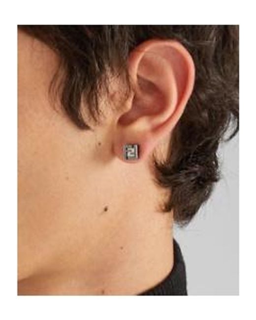 Fendi Gray Ff Cube Earring for men