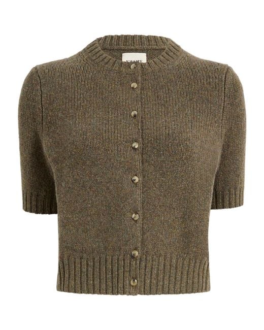 Khaite Green Cropped Shortsleeve Knit Cardigan