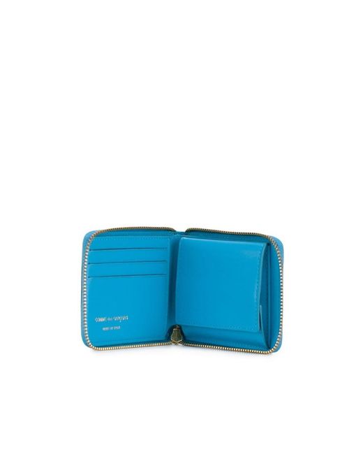 Comme des Garçons Blue Leather Zip Wallet for men