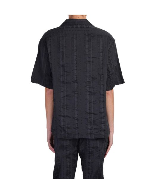 Barena Black Short-Sleeved Striped Shirt for men