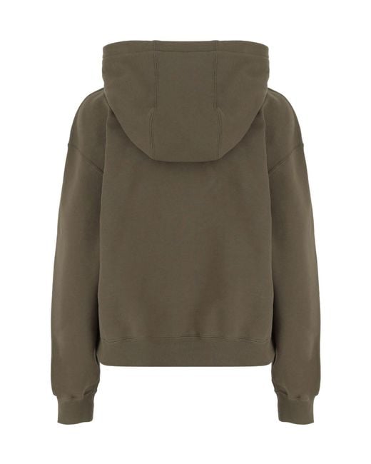 Saint Laurent Green Logo Embroidered Drawstring Hoodie