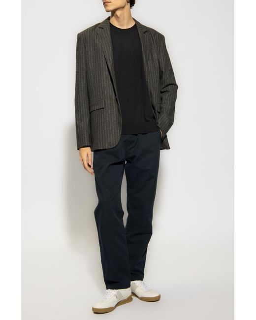 Theory Black Long-Sleeved Crewneck Knit Jumper for men
