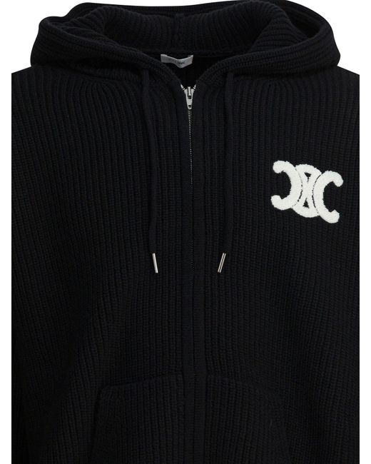 Céline Black Hooded Cardigan for men