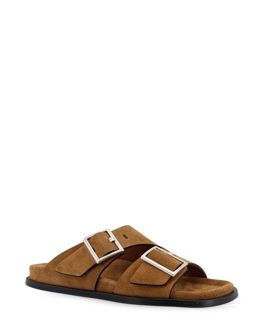 Alohas Brown Double Buckle Flat Sandals