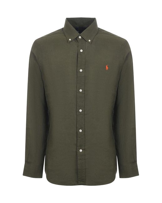 Polo Ralph Lauren Green Linen Shirt for men
