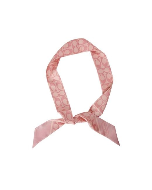 COACH Pink Printed Silk Scarf