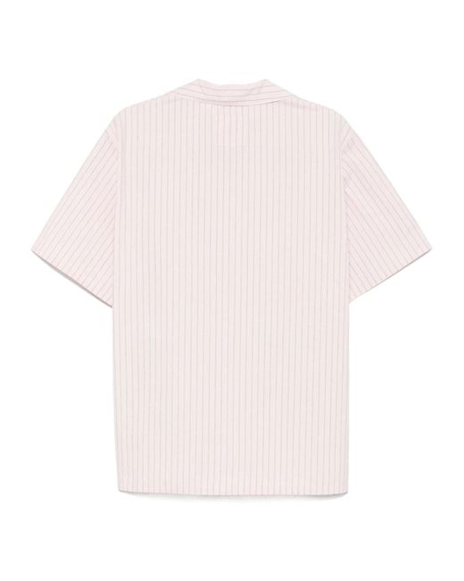 Lanvin Pink Short Sleeved Striped Shirt for men