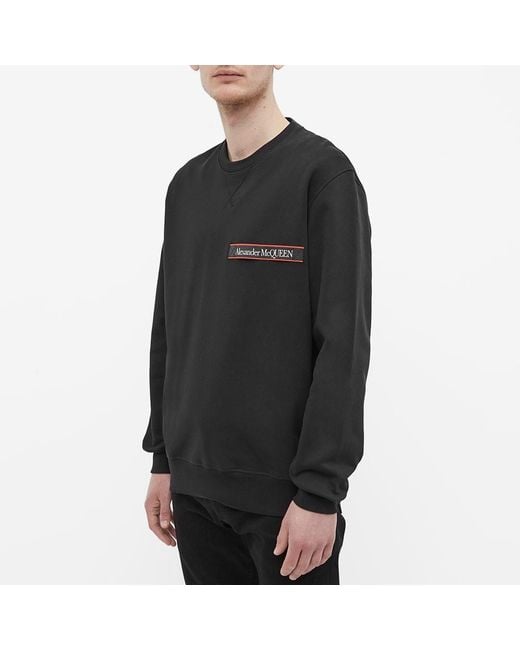 McQueen Black Logo Patch Crewneck Sweatshirt for men