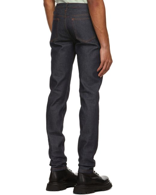 A.P.C. Blue Low-Rise Straight Leg Jeans for men