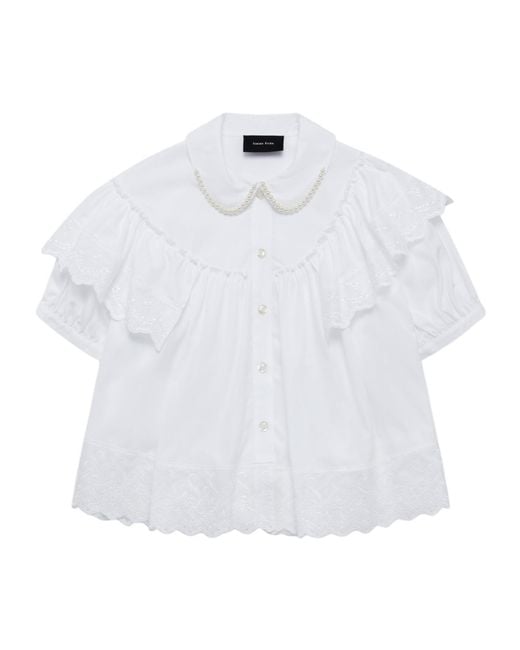 Simone Rocha White Puff Sleeve Ruffle Shirt
