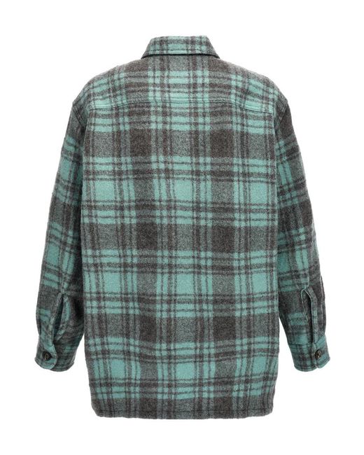 AMI Green Checked Buttoned-Up Overshirt for men