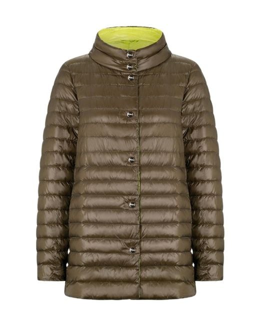Herno Green Ultralight Reversible A-Line Down Coat