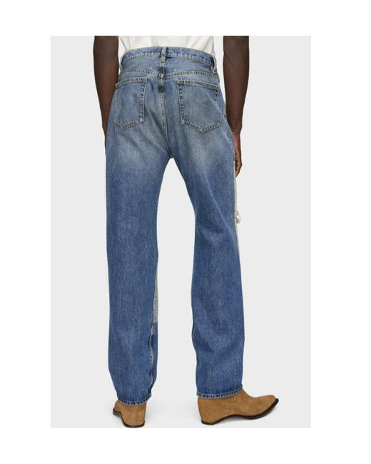 Maison Margiela Blue Patched Panel Straight Jeans for men