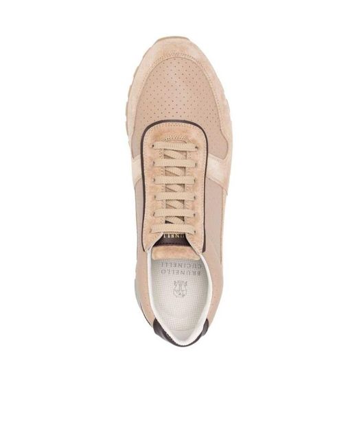 Brunello Cucinelli Pink Perforated Lace-Up Sneakers for men