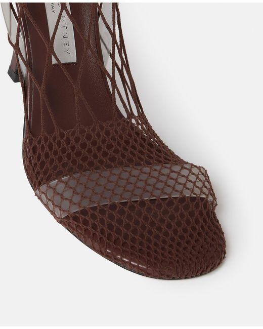 Stella McCartney White Slip-On Fishnet Heeled Sandals