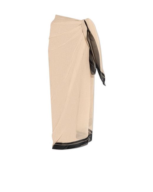 Balmain White Geometric-Print Sarong