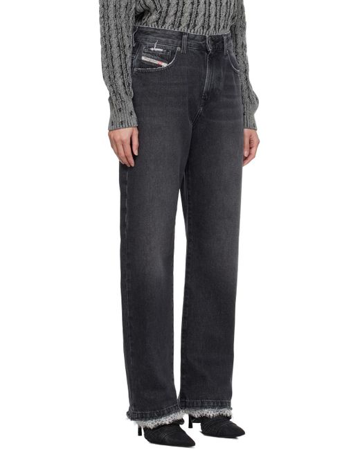 DIESEL Gray High Waist Lace-Trim Jeans