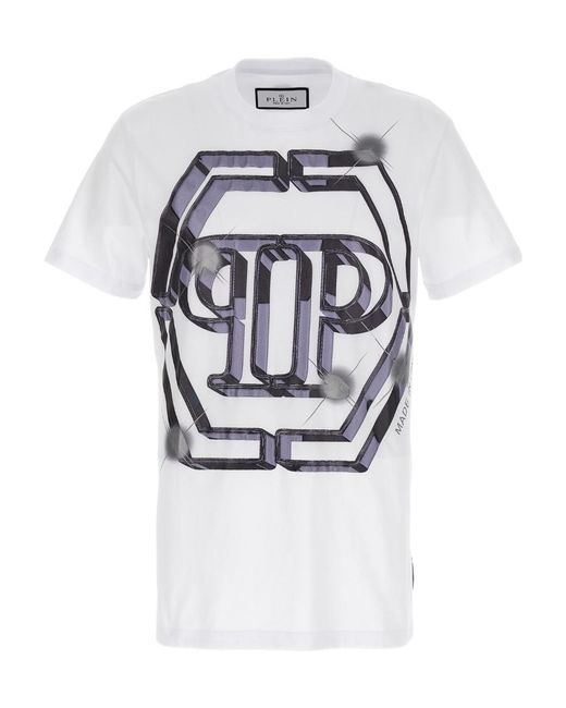 Philipp Plein Gray T-Shirt With Round Neck And Short Sleeves for men