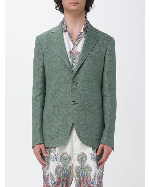 Etro Green Single-Breasted Jacket for men
