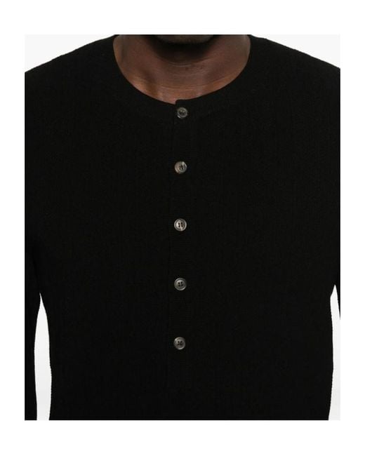 Dries Van Noten Black Long-Sleeved Button-Down Knit Sweater for men
