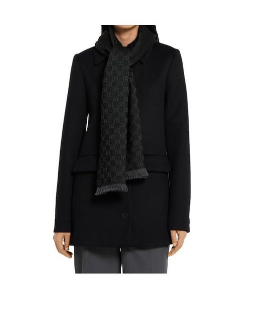Gucci Black Gg Jacquard Fringed Cape