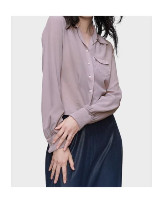Maison Margiela Purple Long-Sleeved Satin Shirt