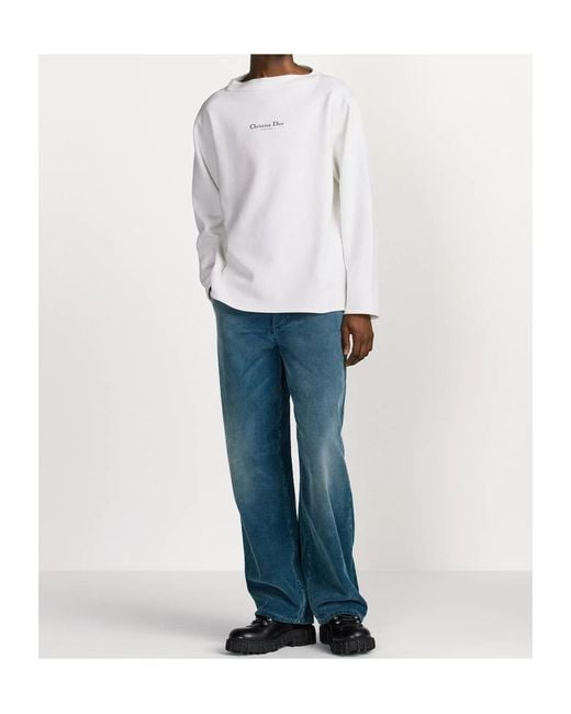 Dior White Homme Long-Sleeved Ribbed Jumper for men