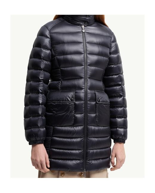 Moncler Blue Genet Long Zip-Up Padded Jacket