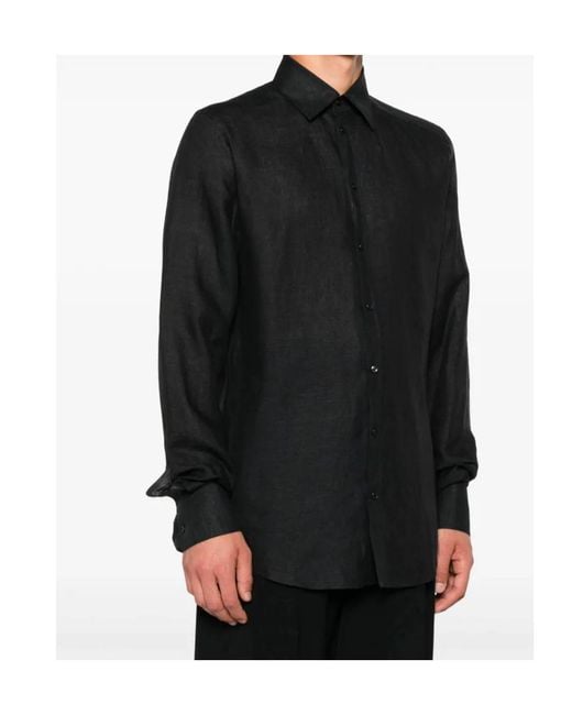 Dolce & Gabbana Black Logo-Detail Long-Sleeve Shirt