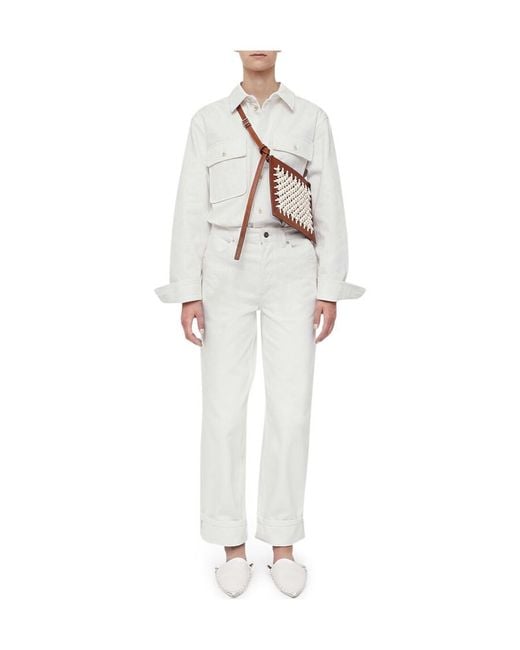 Jil Sander White Button Detailed Straight Leg Jeans