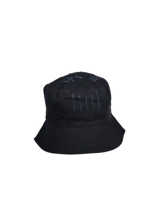 Palm Angels Black Logo Printed Distressed Bucket Hat for men