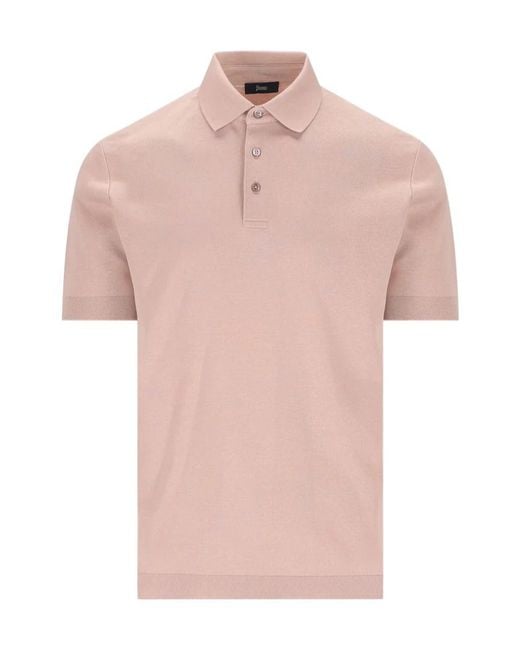 Herno Pink Cotton Polyester Short Polo for men