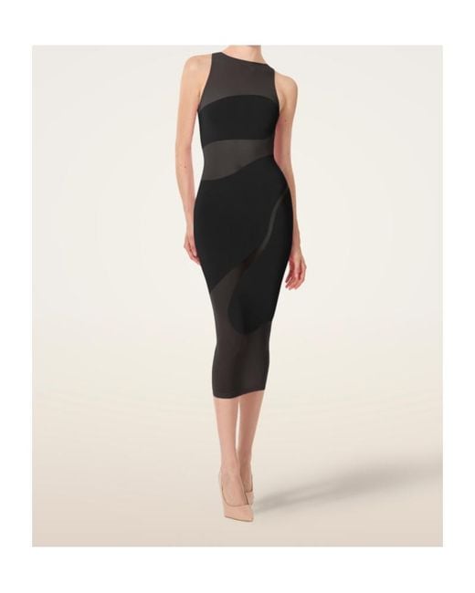 Wolford Black Sheer Panel Maxi Dress