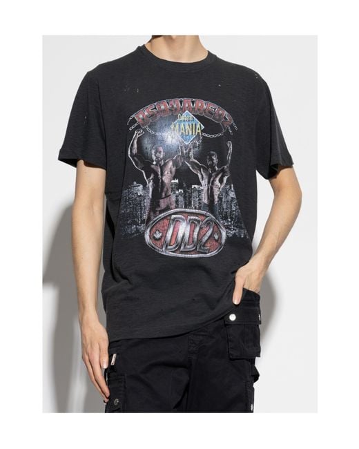 DSquared² Black Supervintage Dyed Cigarette Fit T-Shirt for men