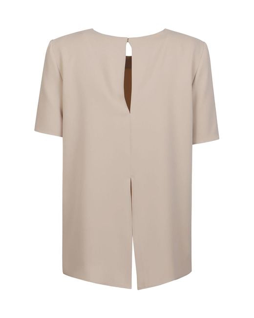 P.A.R.O.S.H. Natural Cady Round-Neck Blouse