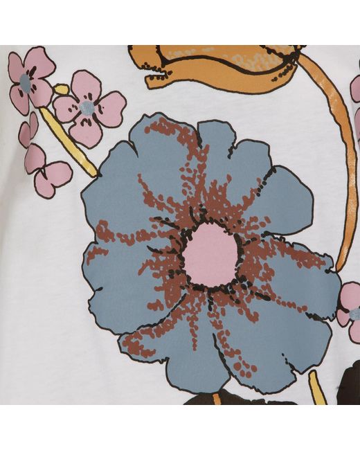 Marni White Floral Printed Crewneck T-Shirt for men