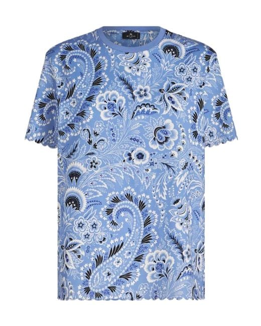 Etro Blue Bandana Print Crewneck T-Shirt